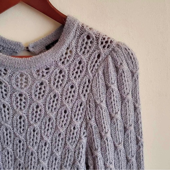 J Crew Balloon-sleeve cable-knit sweater Dusty Sky Blue XS - Picture 4 of 9